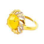 Adorable Gold Ring in Flower Shape with Beautiful Design and Yellow Stone